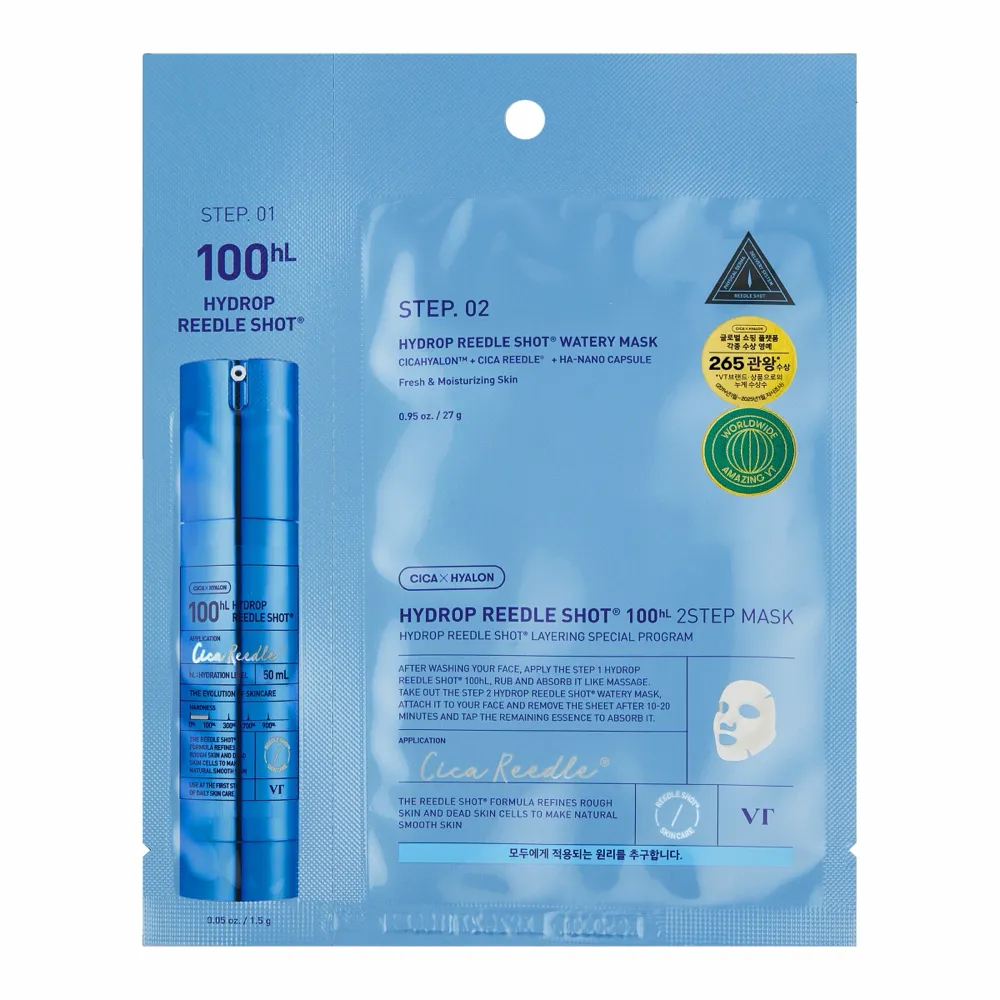 VT Cosmetics Hydrop Reedle Shot 100hL 2Step Watery Mask 1.5g + 27g