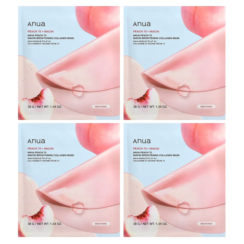 Anua Peach 70 Niacin Brightening Collagen Mask (4 x 38g)