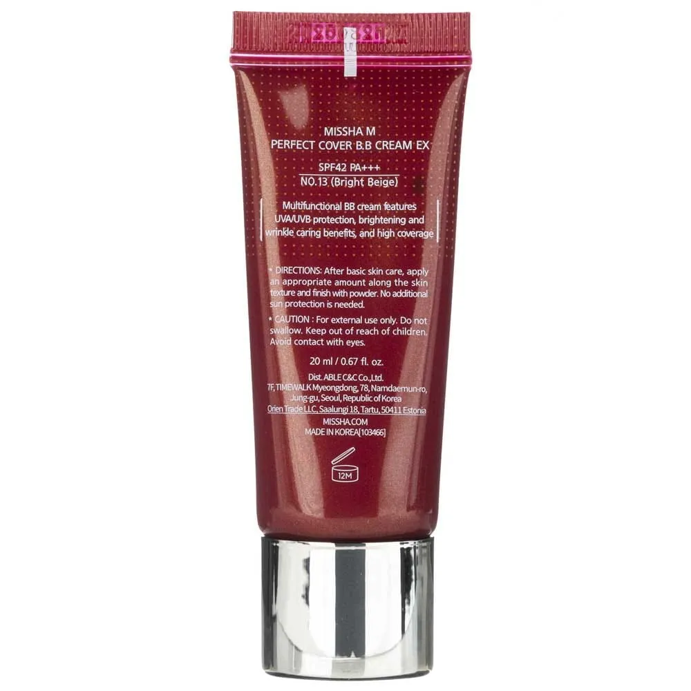 MISSHA M Perfect Cover BB Cream EX SPF42/PA+++ 20ml Nº 13 Bright Beige
